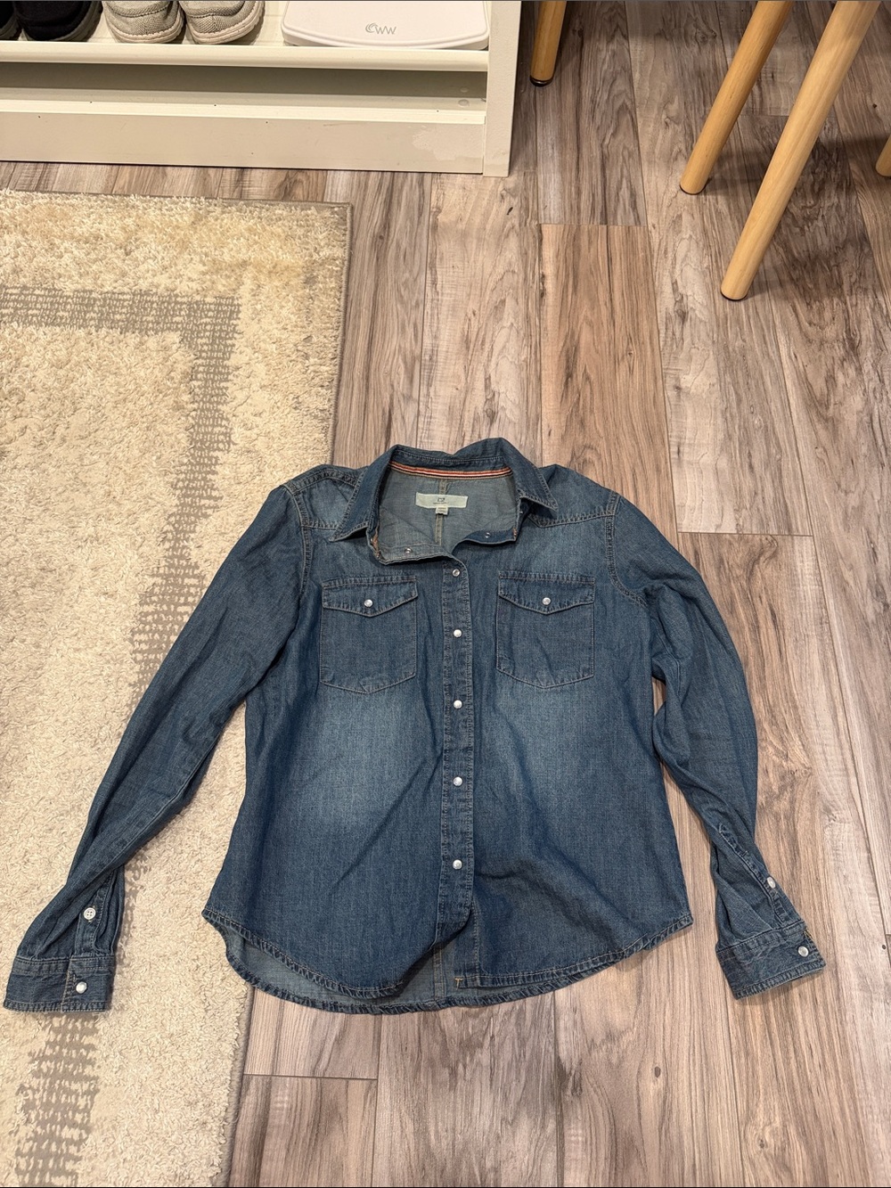 Thread & Supply Women's Denim Button-Down Shirt in Blue